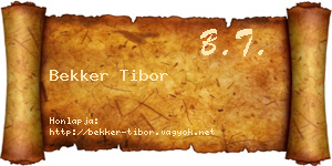Bekker Tibor névjegykártya